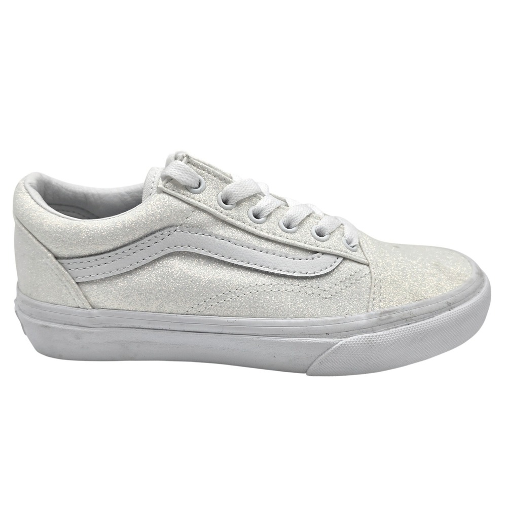 Vans Old Skool Sneakers Womens 5 (Kids 3) White Glitter Shimmer Low Top Shoes‎